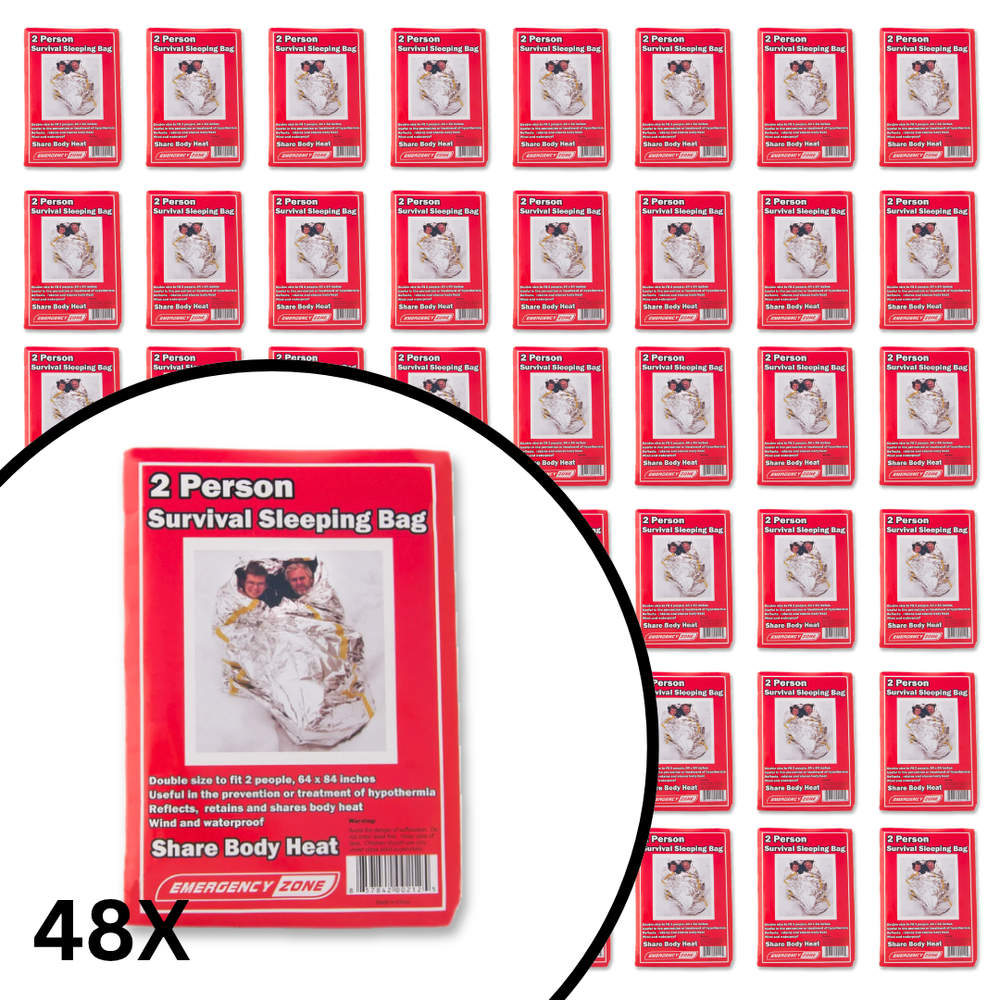 2 Person Survival Reflective Sleeping Bag - Bulk Pack of 48