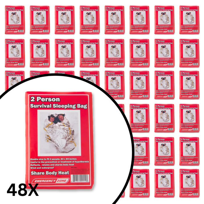 2 Person Survival Reflective Sleeping Bag - Bulk Pack of 48