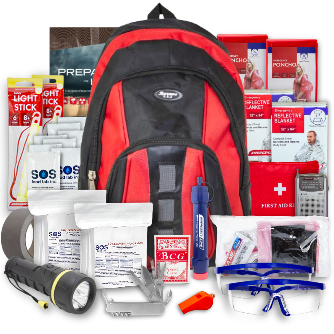 バッグ risk-junk The Essentials Complete 72-Hour Kit - 2 Person: Black or Red