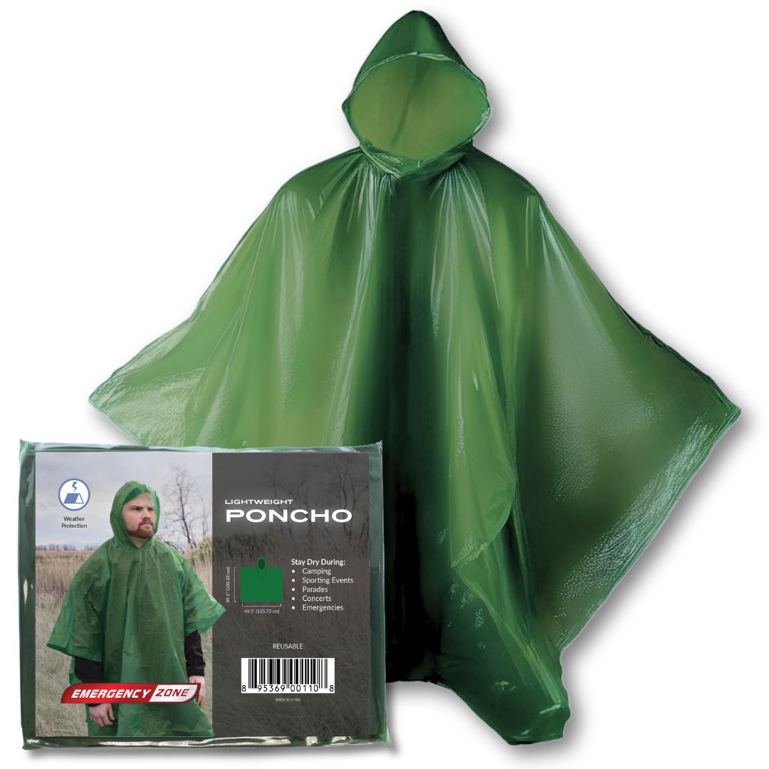 Green Vinyl Heavy Duty Poncho — Emergency Zone