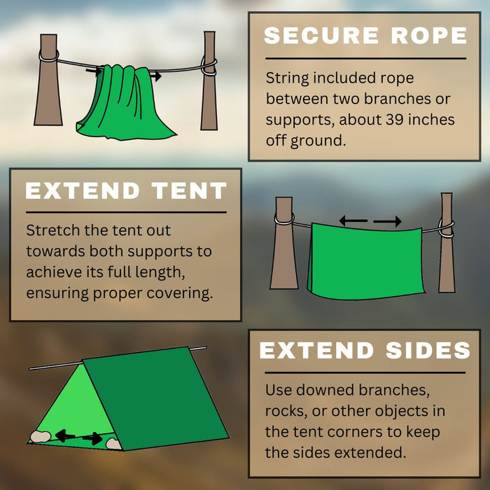 emergency shelter tents 2 Person Green Emergency Tube Tent