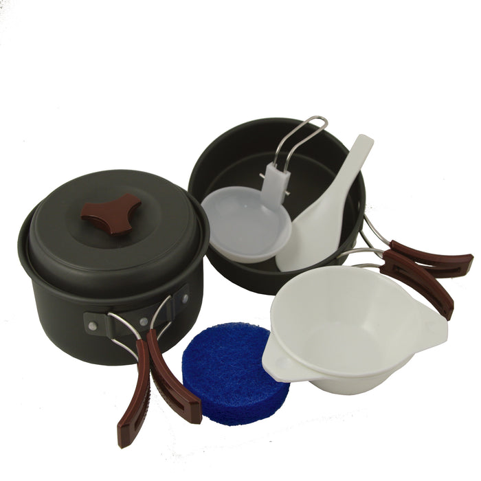 Camping Mess Kit With Stove Bracket - 800ml Aluminum Cookware Set For Outdoor Cooking