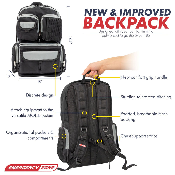 Deluxe Urban Survival Kit - Black Backpack - Emergency Zone