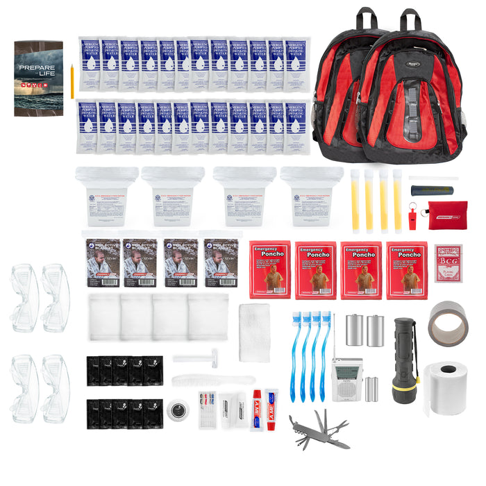 The Essentials Complete 72-Hour Kit - 4 Person: Black or Red Backpack —  Emergency Zone