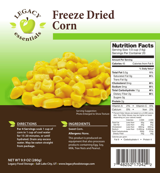 Legacy Freeze Dried and Dehydrated Vegetables - Emergency Zone