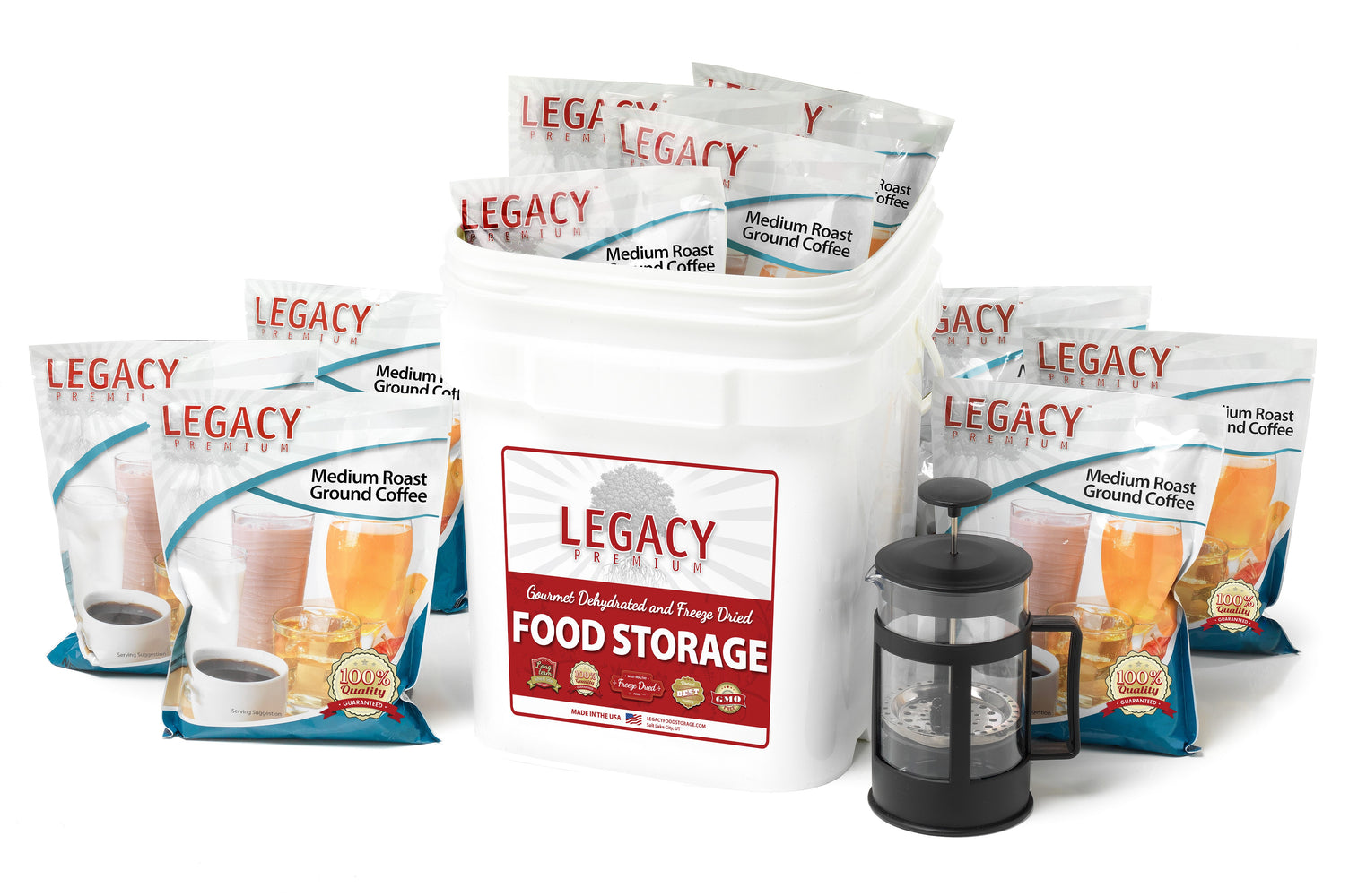 Legacy 350 Serving Ground Coffee Bucket with French Press - Emergency Zone