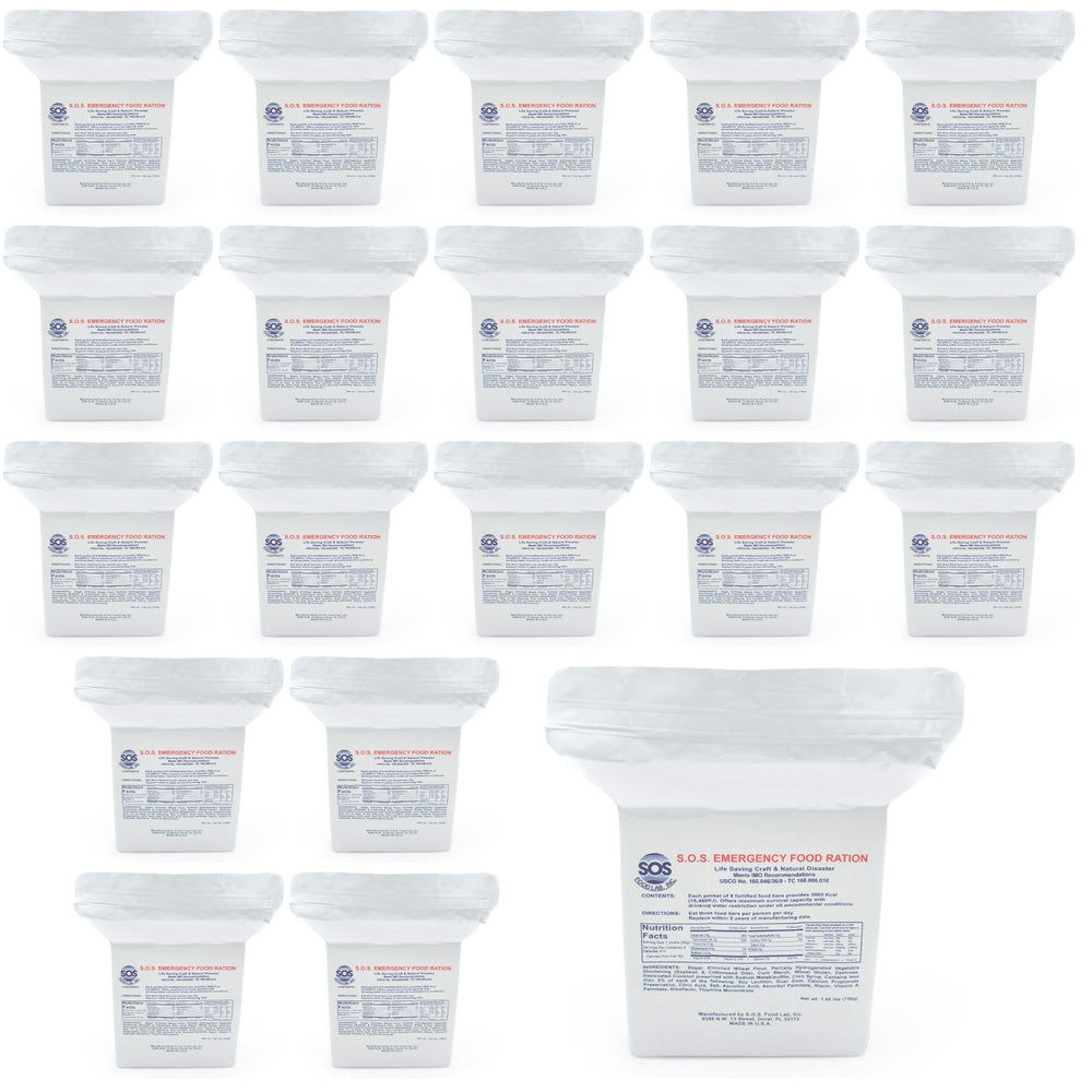 SOS Emergency 3600kcal Food Ration Bars - Case of 20