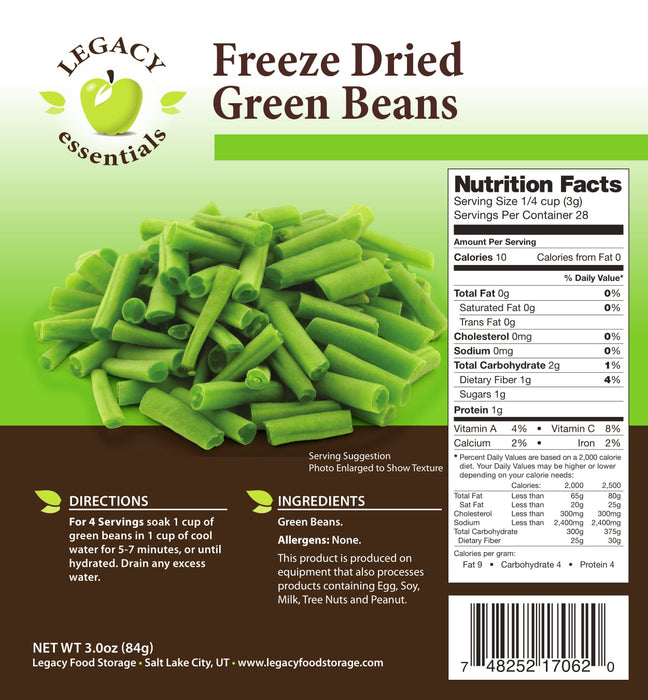 Legacy Freeze Dried and Dehydrated Vegetables - Emergency Zone