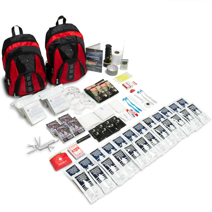 The Essentials Complete 72-Hour Kit - 4 Person: Black or Red Backpack - Emergency Zone