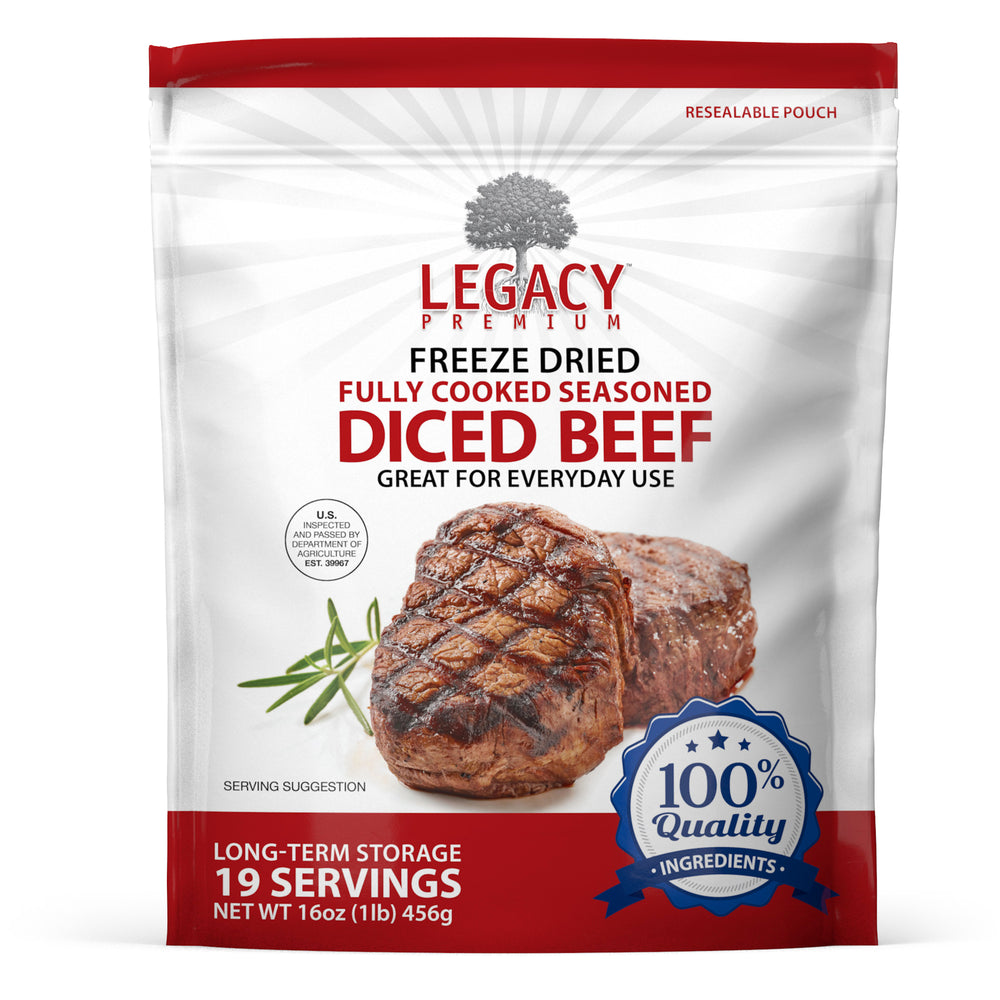 Legacy 100% USDA Freeze Dried Beef Dices - Emergency Zone
